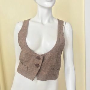 Brown tweed crop vest - Large